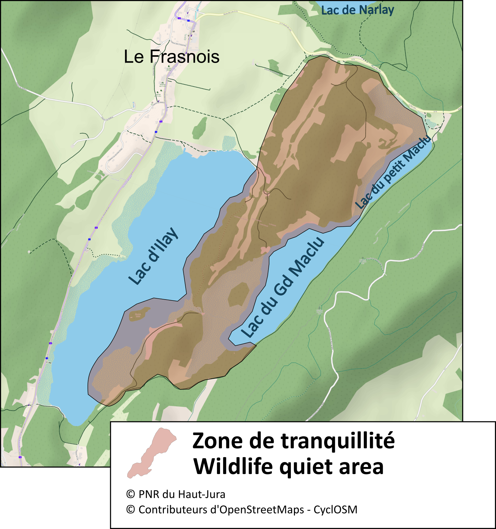 carte zone de quiétude 4 lacs