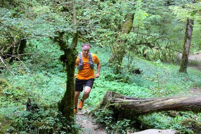 Traileur dans une foret jurassienne